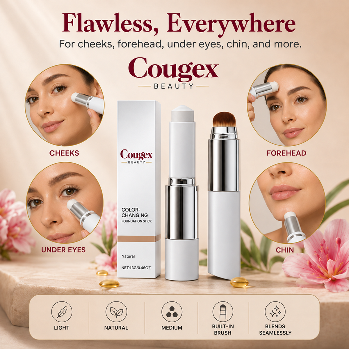 Cougex™ Color-Adapting Foundation Stick
